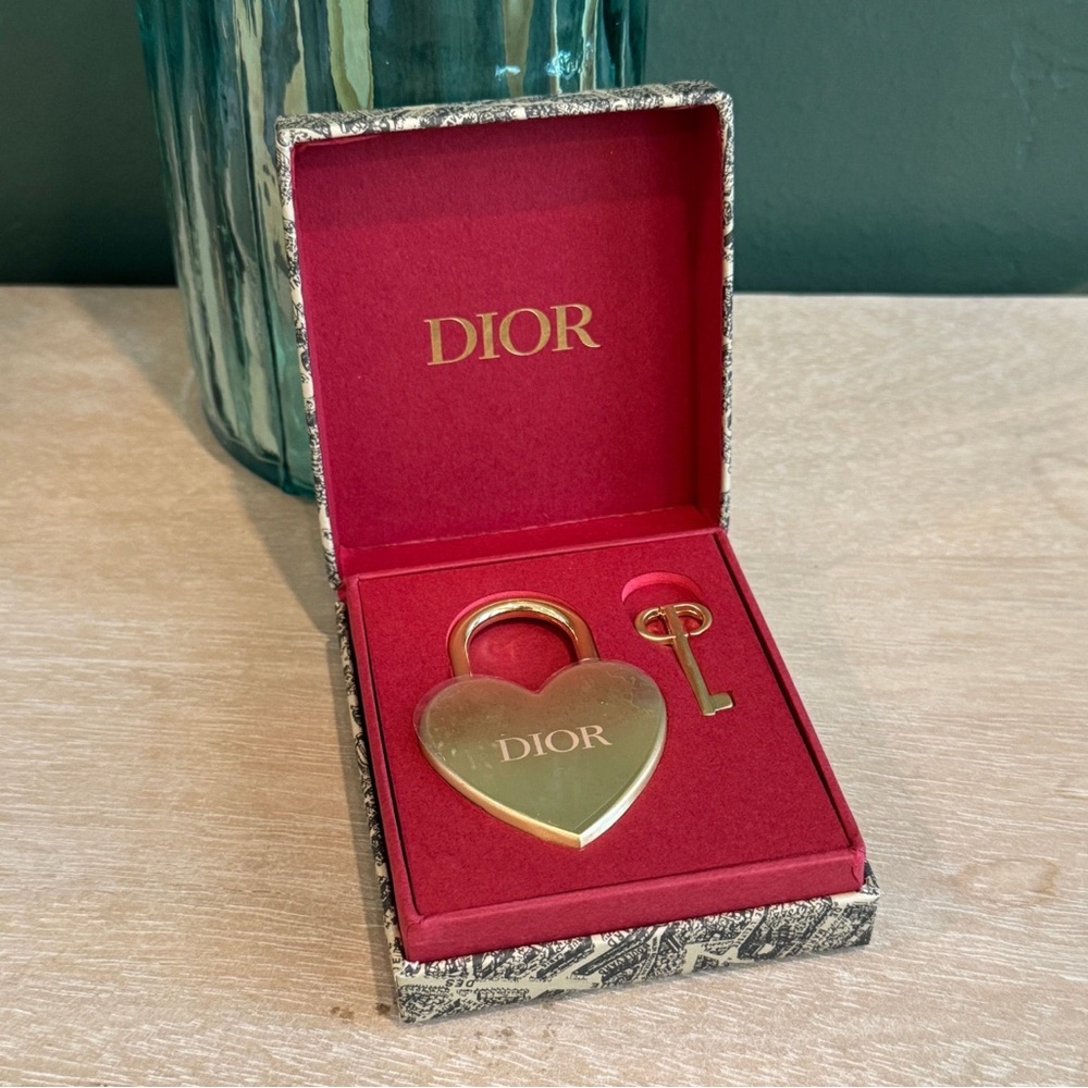 Dior Gold Heart Padlock with Key